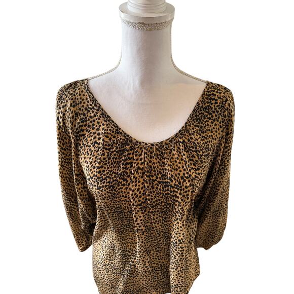 Drew Anthropologie Silk Animal Print Top Leopard XS - Picture 2 of 6